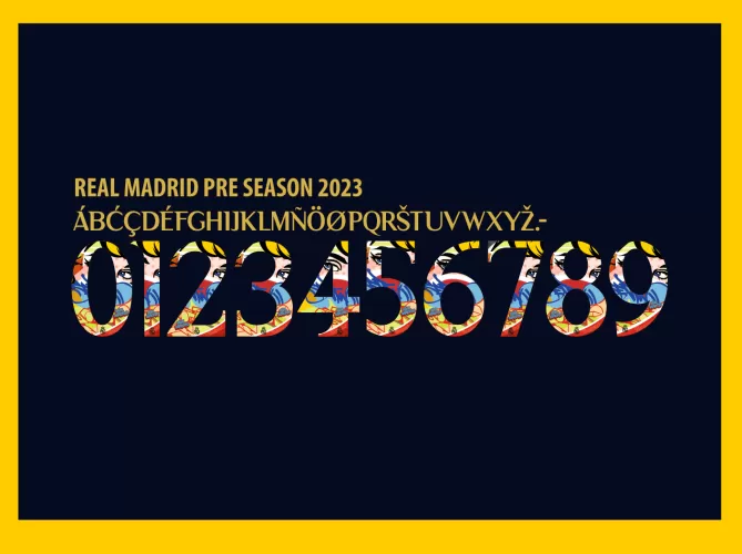 Fonte Real Madrid 2023 2024 CDR TTF PDf Arte Vetor Camisa